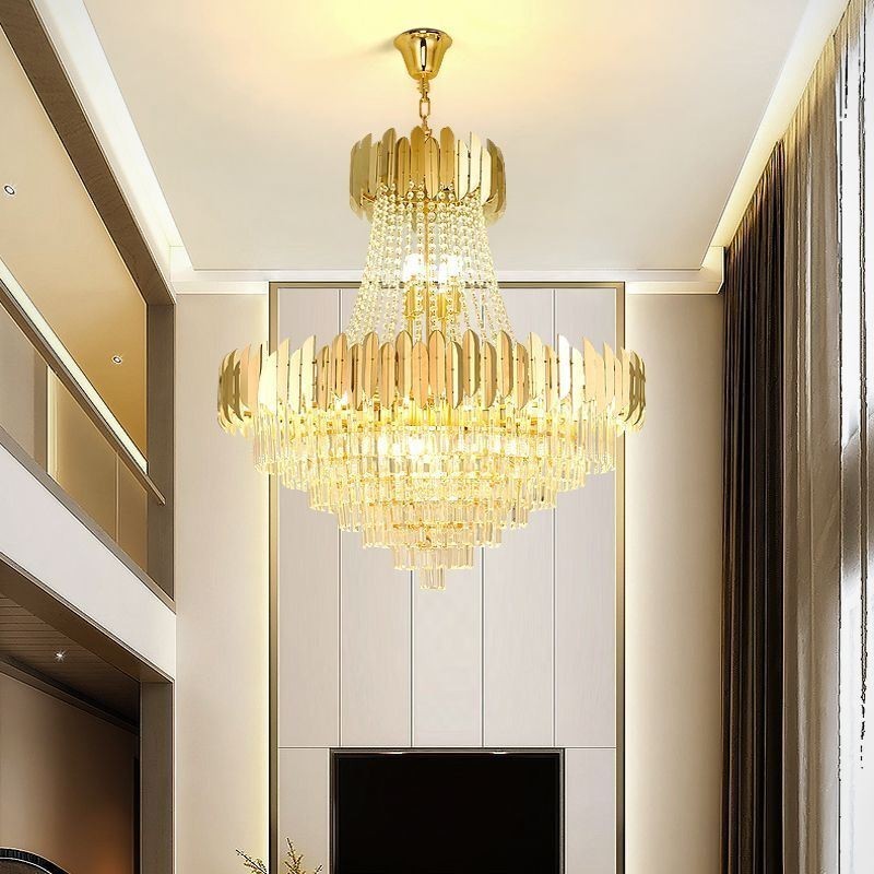 Lampada a sospensione classica in cristallo K9 15 luci E12/E14 80x90 cm