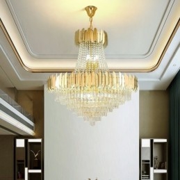 Lampada a sospensione classica in cristallo K9 15 luci E12/E14 80x90 cm