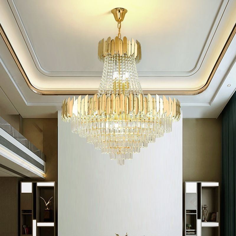 Lampada a sospensione classica in cristallo K9 15 luci E12/E14 80x90 cm