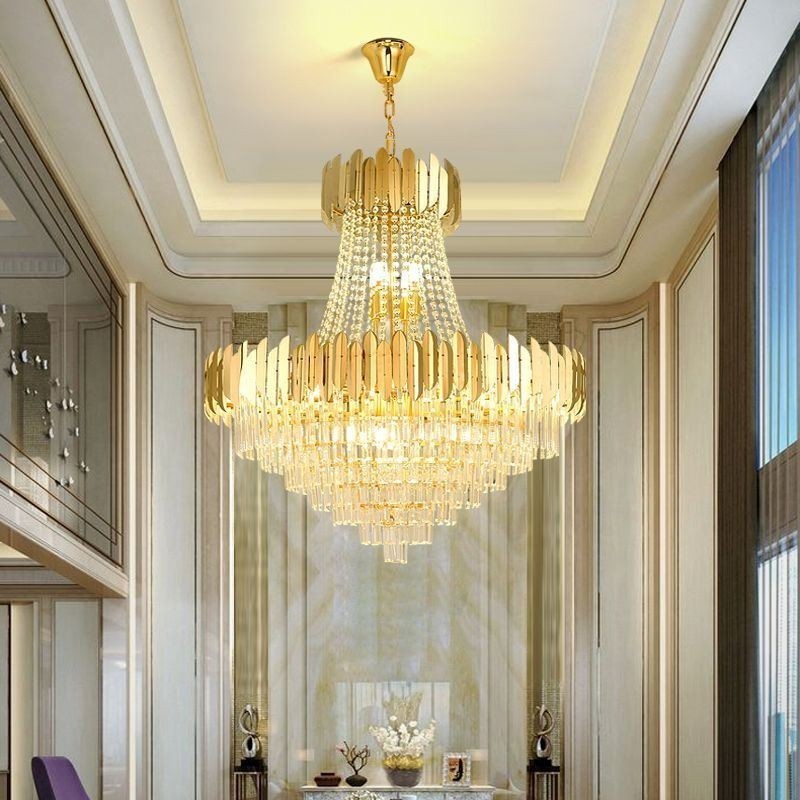 Lampada a sospensione classica in cristallo K9 15 luci E12/E14 80x90 cm