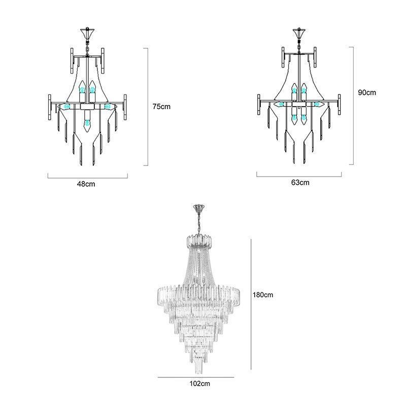 Lampadario a sospensione in cristallo per soffitto stile europeo