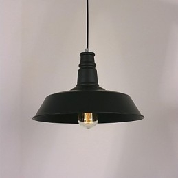 Lampada a sospensione moderna nera in metallo con paralume circolare