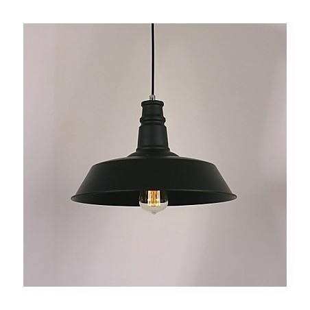 Lampada a sospensione moderna nera in metallo con paralume circolare