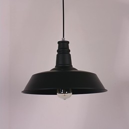 Lampada a sospensione moderna nera in metallo con paralume circolare