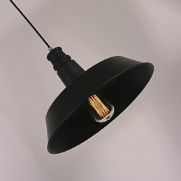 Lampada a sospensione moderna nera in metallo con paralume circolare
