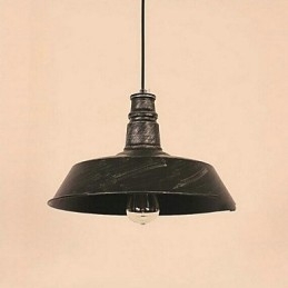 Lampada a sospensione moderna nera con paralume circolare in metallo, E26/E27