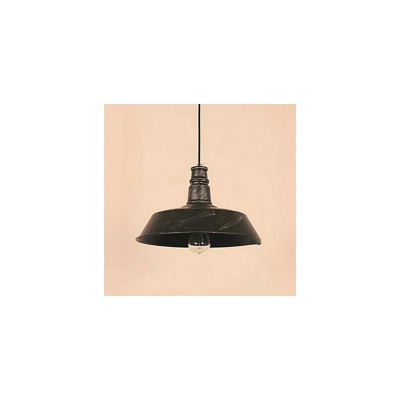 Lampada a sospensione moderna nera con paralume circolare in metallo, E26/E27