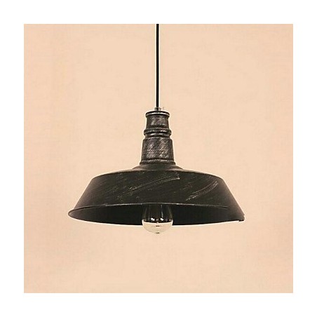 Lampada a sospensione moderna nera con paralume circolare in metallo, E26/E27