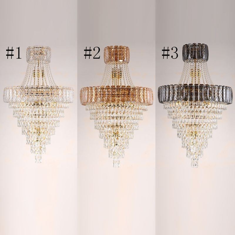 Lampada a sospensione in cristallo conica moderna ed elegante