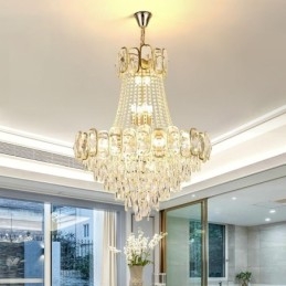 Lampada a sospensione rotonda in cristallo moderna da soffitto