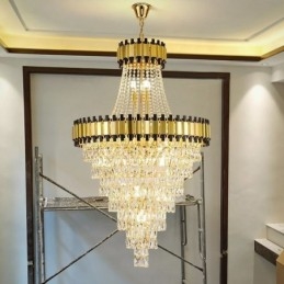 Lampada a sospensione in cristallo oro stile europeo