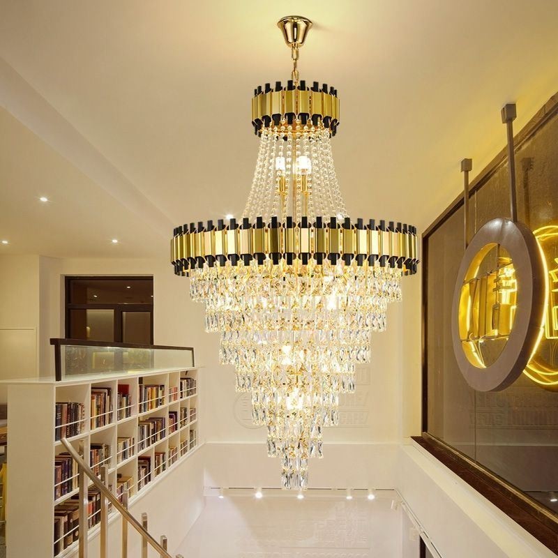 Lampada a sospensione in cristallo oro stile europeo