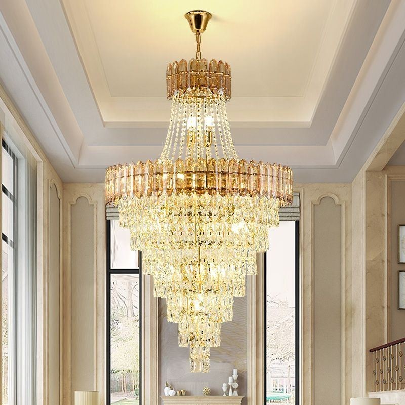 Lampada a sospensione conica in cristallo, 9/12/21 luci, E12/E14, 40W