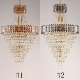 Lampada a sospensione conica in cristallo, 9/12/21 luci, E12/E14, 40W
