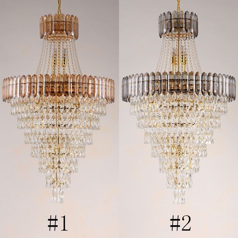 Lampada a sospensione conica in cristallo, 9/12/21 luci, E12/E14, 40W