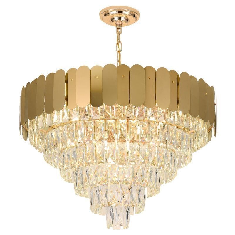 Lampada a sospensione conica in cristallo, stile europeo, E12/E14, 6/9/12 luci
