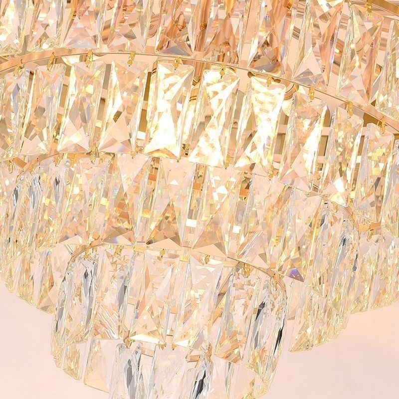 Lampada a sospensione conica in cristallo, stile europeo, E12/E14, 6/9/12 luci