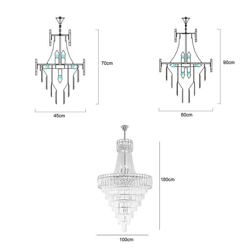 Lampada a sospensione conica in cristallo stile europeo E12/E14