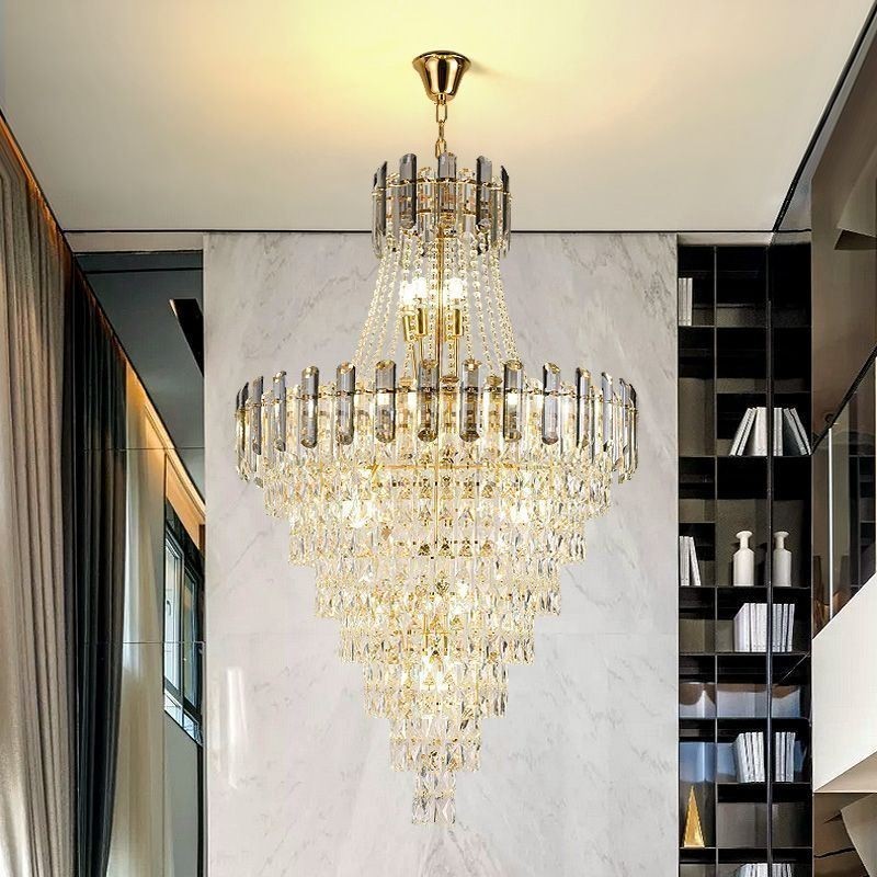 Lampada a sospensione conica in cristallo stile europeo