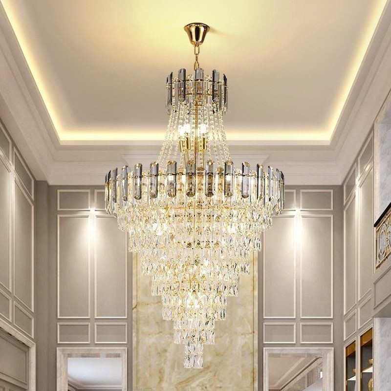 Lampada a sospensione conica in cristallo stile europeo