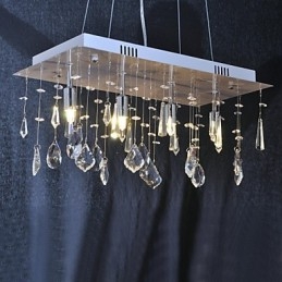Lampadario classico in metallo cromato e cristallo trasparente