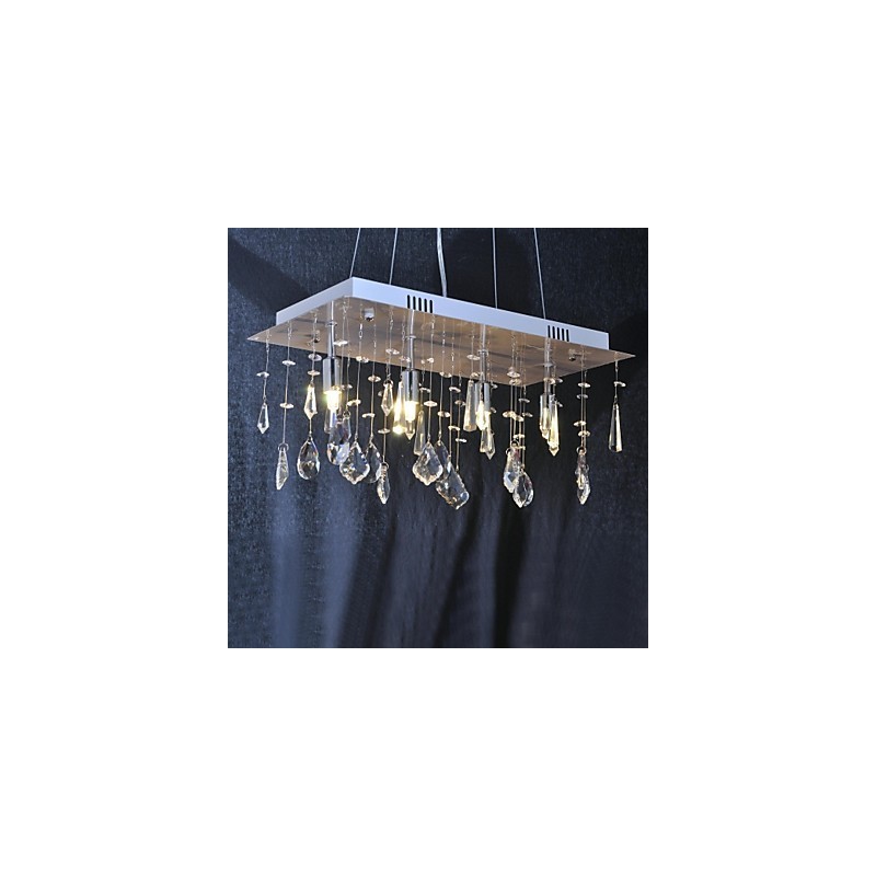 Lampadario classico in metallo cromato e cristallo trasparente