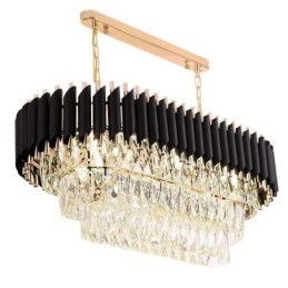 Lampada a sospensione in cristallo ovale, 6 luci, attacco E12/E14, 75x35x28 cm