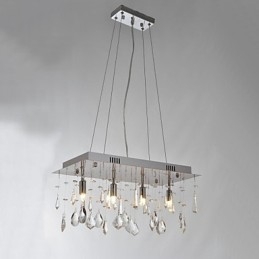 Lampadario classico in metallo cromato e cristallo trasparente