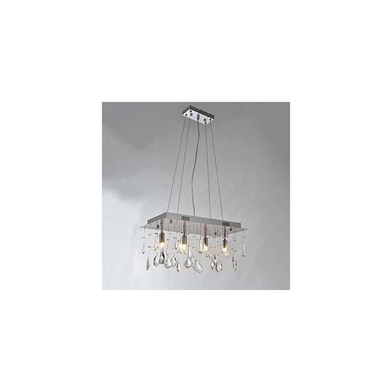 Lampadario classico in metallo cromato e cristallo trasparente