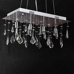 Lampadario classico in metallo cromato e cristallo trasparente