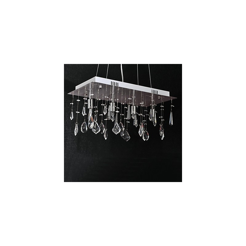 Lampadario classico in metallo cromato e cristallo trasparente