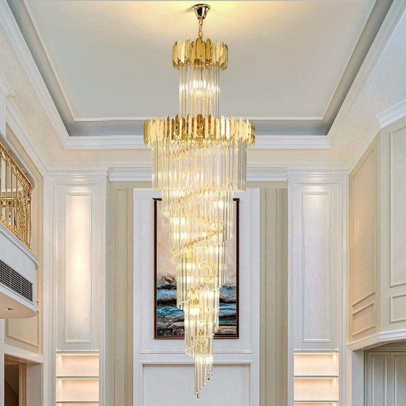 Lampadario a sospensione in cristallo stile europeo per scala e ingresso