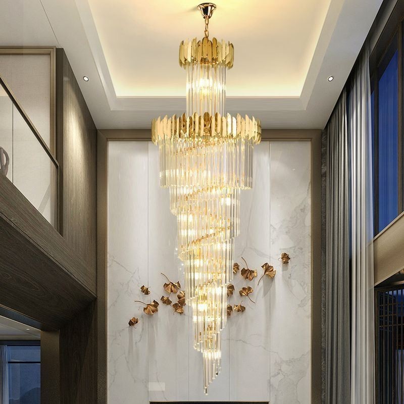 Lampadario a sospensione in cristallo stile europeo per scala e ingresso