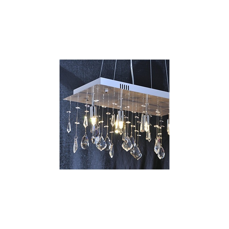 Lampadario classico in metallo cromato e cristallo trasparente