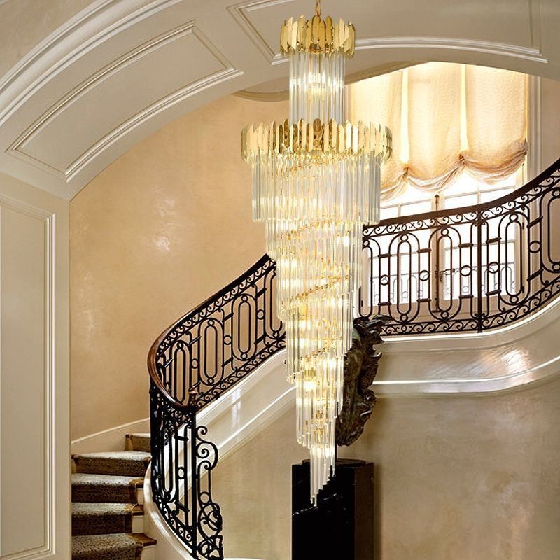 Lampadario a sospensione in cristallo stile europeo per scala e ingresso