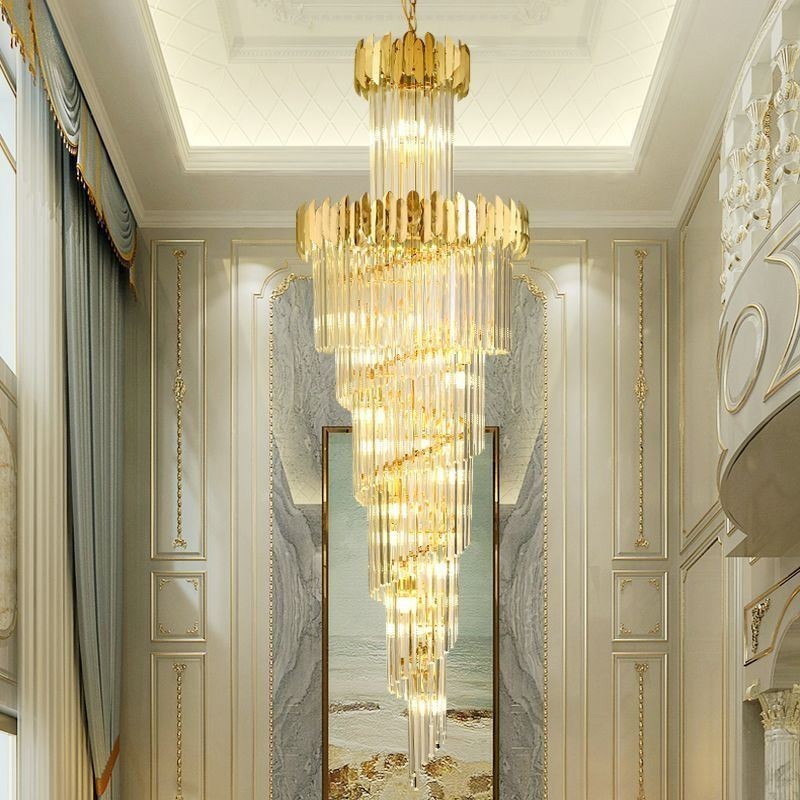 Lampadario a sospensione in cristallo stile europeo per scala e ingresso