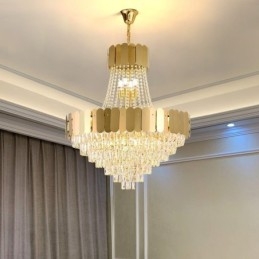 Lampada a sospensione moderna in cristallo K9 dorato
