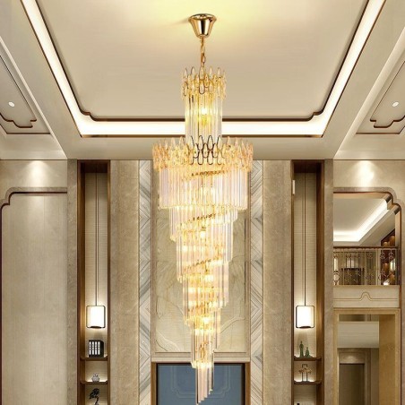 Lampadario a sospensione in cristallo stile europeo per soffitti alti e scale
