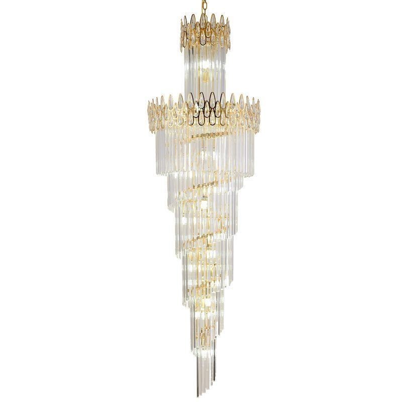 Lampadario a sospensione in cristallo stile europeo per soffitti alti e scale