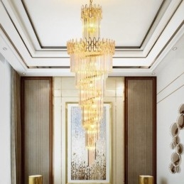 Lampadario a sospensione in cristallo stile europeo per soffitti alti e scale