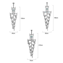 Lampadario a sospensione in cristallo stile europeo per soffitti alti e scale
