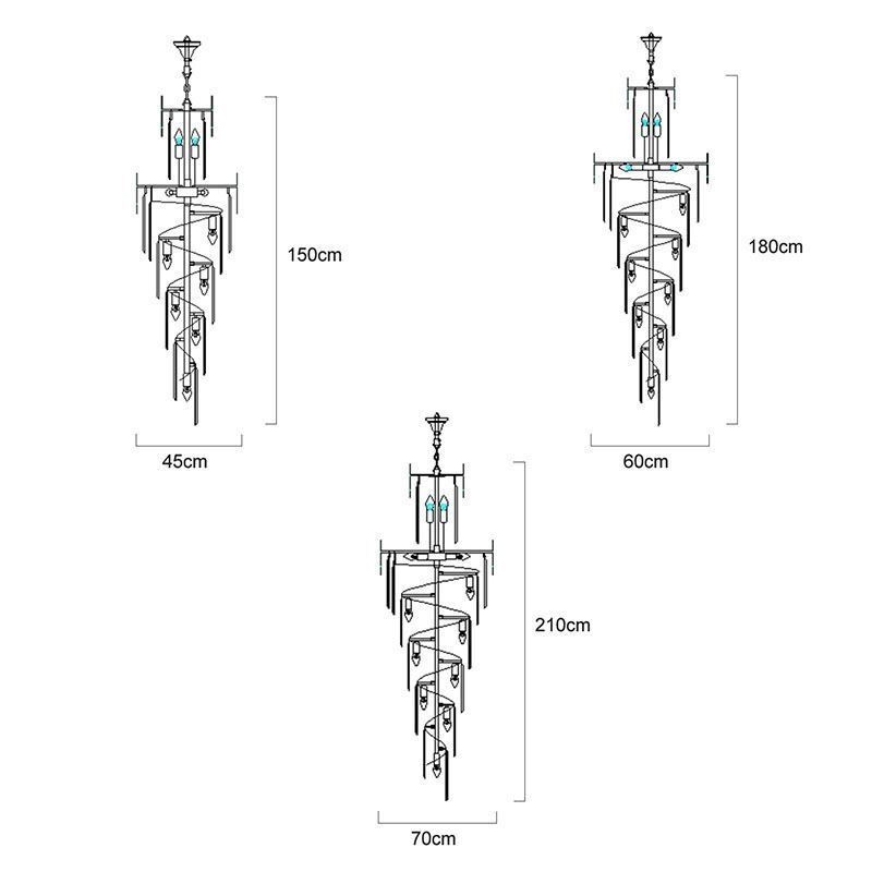 Lampadario a sospensione in cristallo stile europeo per soffitti alti e scale