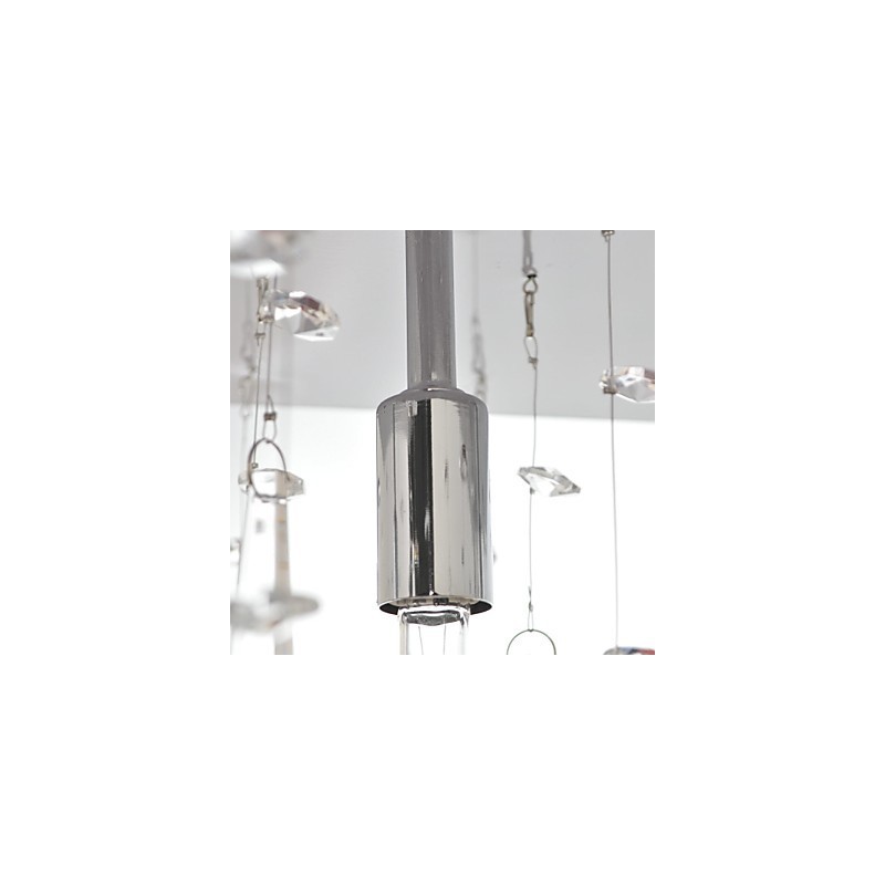 Lampadario classico in metallo cromato e cristallo trasparente