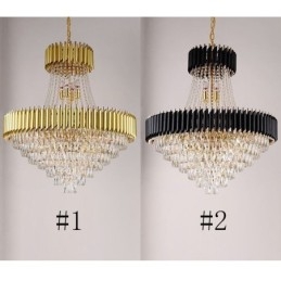 Lampadario a sospensione moderno in cristallo rotondo, 6/9/18 luci, E12/E14