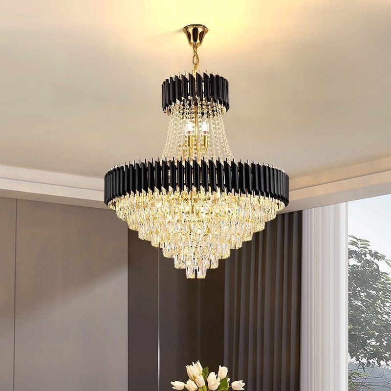 Lampadario a sospensione moderno in cristallo rotondo, 6/9/18 luci, E12/E14