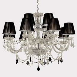 Lampadario in cristallo con 12 luci, finitura cromata