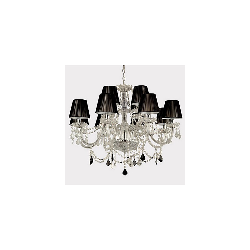 Lampadario in cristallo con 12 luci, finitura cromata