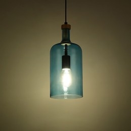 Lampadario moderno contemporaneo con paralume in vetro, decorazione in legno/bambù