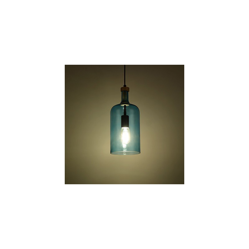Lampadario moderno contemporaneo con paralume in vetro, decorazione in legno/bambù