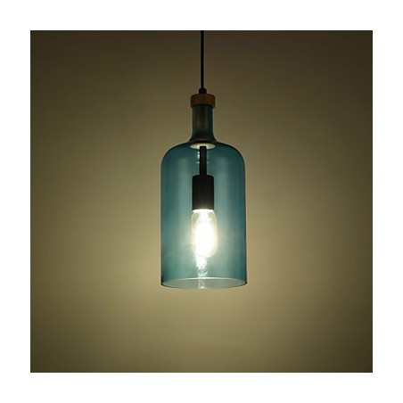 Lampadario moderno contemporaneo con paralume in vetro, decorazione in legno/bambù